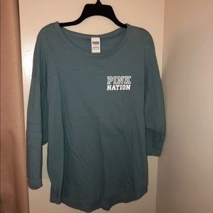 Greenish blue 3/4 sleeve shirt PINK